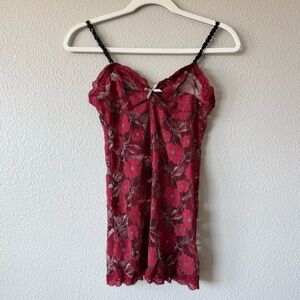 Secrets Y2K Lace Cami Sheer Top Sequin Straps